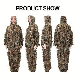 Fato ghillie universal para exteriores – Roupa de camuflagem leve e durável com calças e jaqueta com capuz: ideal para caçar esportes ao ar livre