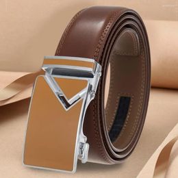 Belts Automatic Alloy Buckle Men Belt Faux Cowhide Luxury Business Daily Wear