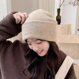 Berets Real Wool Knitted Hats For Women Winter Men Big Head Beanies Cap Ear Portection Solid Cute Autumn Knit Hat Unisex Bonnet Gorras