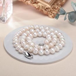 Real White Freshwater Cultured Pearl Necklaces for Women Girl Gift 925 Sterling Silver Women's Baroque Necklace 240123