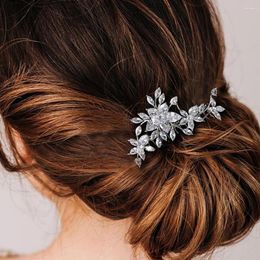 Hair Clips Luxury Zircon Flower Comb Hairpin Tiaras Wedding Headpiece Accessories Handmade Elegant Bridal Jewelry Insert Updo Headwear