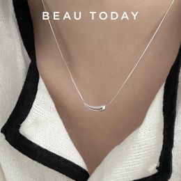 Necklaces BEAUTODAY Necklace Women 925 Silver Snake Chain Thin 18k Gold Plated Smile Tiny Chic 2023 Ladies Fashion Accessories 93060