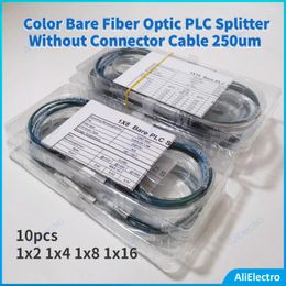 Fiber Optic Equipment 10pcs 1x2 1x4 1x8 1x16 Color Bare PLC Splitter Without Connector Cable 250um Mini Blockless