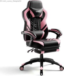 Other Furniture POWERSTONE Gaming Chair Video Game Chair with Footrest and Lumbar Support Racing Style PU Leather Computer Chair Ergonomic Q240129