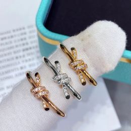 Rings European 2023 New 925 Sterling Silver Knot Ring For Women Charm Exquisite Fashion Brand Luxury Fine Jewelry Love Couple Gifts