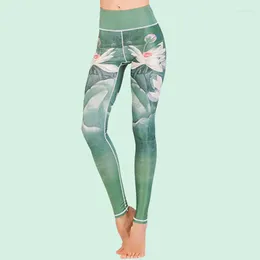 Women's Leggings Yoga Pants Women High Waist Trainer Sports Long Tights Floral Push Up Running Trouser Workout Tummy