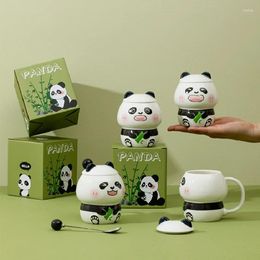 Mugs Creative Gifts Ceramic Mug With Lid Panda Coffee Cup Spoon Living Room Drinking Gift Box Home Decoration Insulation