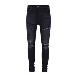 Fashionable Offamiri New Washed Old Damaged Jeans Slim Fit American High Street