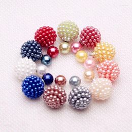 Stud Earrings 11 Colours Brand Double Side Imitation Pearl Fashion Earring Trendy Cute Charm Statement Ball For Women