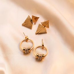 Dangle Earrings Trendy Gold Colour 316L Stainless Steel Jewellery Non-Fading Geometric Drop For Women Birthday Gift