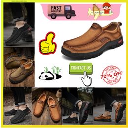 Hiking Shoes Casual Platform Flat Luxury Designer Leather shoes genuine leather oversized loafers for men Anti resistant leather Training sneakers