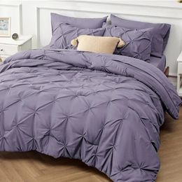 California King Comforter Set Grayish Purple - Cal King Bed Set 7 Pieces Sheets Pillowcases Shams Duvet Cover Linen Bedding 240127