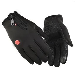 Cycling Gloves All Fingers Waterproof Windproof Warm BreathableTouchscreen Zipper Non-Slip For Cold Weather Outdoor Skiiing And