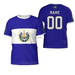 Men's T-Shirts Custom Name Number El Salvador Country Flag T-shirts Clothes T shirt Men Women Tees Tops For Soccer Football Fans Gift US Size