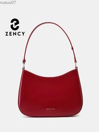 Evening Bags French High-end Texture Cowhide Underarm Bag For Women's Red Retro White Shoulder Messenger Bag 2024 New Zency Top Quality