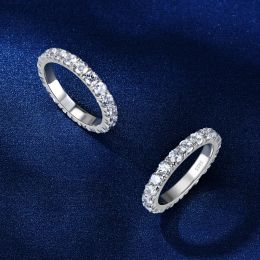 Rings Anziw 3mm D Moissanite Full Eternity Thin Bands Stackable Engagement Wedding Ring White Gold Silver 925 for Women Jewelry Gifts