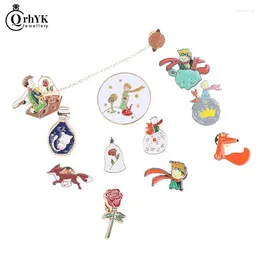 Brooches 1PC Planet The Little Prince Fox Rose Pin Classical Fairy Tale Brooch Badge Alloy Classy Design Multiple Uses