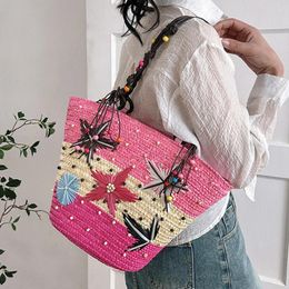 Evening Bags Women's Hand-embroidered Beaded Underarm Bag Fashion Starfish Weaving Beach Summer Bohemian Straw Shoulder Large Handbag