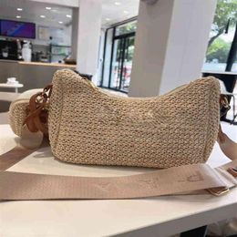 Fashion Designer Brand Letter Straw Woven Bag Tote Paper Woven Women Shoulder Bag Summer Beach Handbag Bag G2206222850