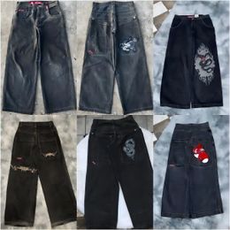 Mens JNCO Jeans Streetwear purple jeans Y2k jeans Hip Hop Cartoon Graphic Print Vintage Baggy jeans Black Pants Men Women High Waist Wide Leg true jeans Trousers