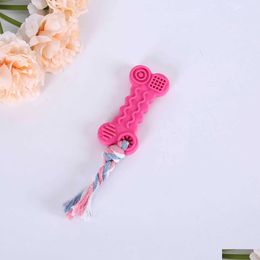 Dog Toys Chews 1Pc Tpr Bite Resistant Chew Puppy Molar Teeth Cleaning Stick Interactive Teddy Toy Ball Training Pet Drop Delivery Dh0Gt