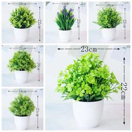 Decorative Flowers 1pc Artificial Green Plants Bonsai Potted Grass Table Ornaments Garden Party El Balcony Office Decorations