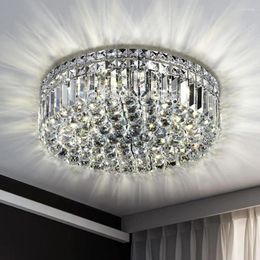 Chandeliers 6-Lights Crystal Flush Mount Chandelier Light Fixture With K9 Crystals Modern Ceiling Room H5.9 XW20 (Bulbs Not Included)