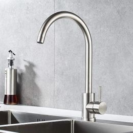 Kitchen Faucets Single Handle High Arc Faucet Stainless Steel Brushed Nickel Commercial Hole Sink Modern One