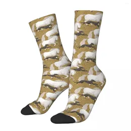 Men's Socks Casual Horse And Greyhound Basketball Dog Animal Lover Polyester Long For Women Men Breathable