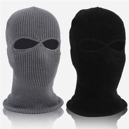 Cycling Caps & Masks Winter Knit Cap Warm Soft 2 Holes Full Face Ski Hat Balaclava Hood Army Tactical230o