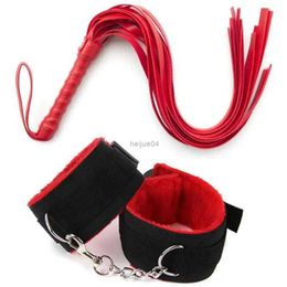 Adult Toys 44cm PU Leather Whip Flogger Plush Nylon Plush Sex Handcuffs Bondage Slave Exotic Accessories Toys For Couples Adults Games