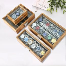 WellZone Handmade Environmental Protection Bamboo 3/6/10/12 Slots Watch Box Chinese Style Watch Case 240124