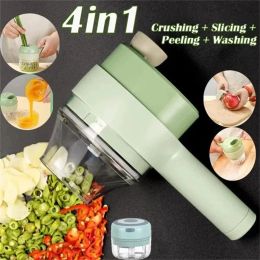 Grinders 4In1 Multifunctional Electric Vegetable Cutter Slicer Garlic Mud Masher Garlic Chopper Chilli Crusher Pressing Mixer Machinene