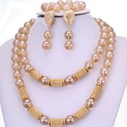 Messen 4ujewelry Dubai Gold Necklace for Women Crystal Traditional Jewellery African Evening Party Necklace Set