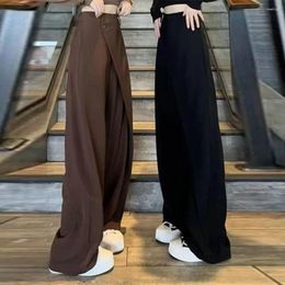 Women's Pants Women Wide-leg Solid Colour Stylish Wide Leg Suit High Waist Irregular Patchwork For Formal