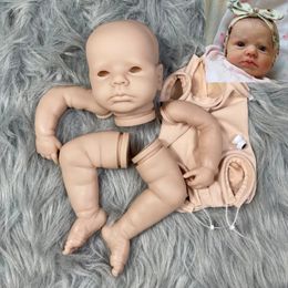 20Inch Unpainted Reborn Doll Kit LouLou Awake Soft Vinyl With Cloth Body and Eyes Handmade DIY Mold Toy Parts 240119