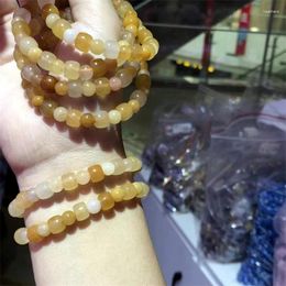 Link Bracelets Natural Yellow Jade Bracelet Crystal For Women Fortune Energy Mineral String Amulet Jewellery Healing Gift 1pcs