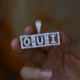 Necklaces ICEOUTBOX Custom Name Square Letter Pendant Necklace Chani Gold Colour Cubic Zircon Men Women Hip Hop Rock Jewellery AZ Letters
