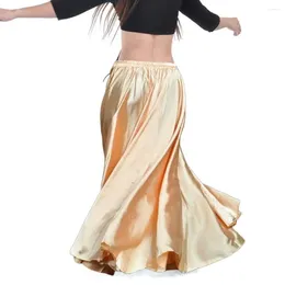 Stage Wear Shining Satin Long Spanish Skirt Swing Dancing Belly Dance Performance Sun Women Show Costumes