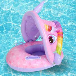 Other Pools SpasHG Baby Inflatable Swim Ring Float Seat with Awning for Swimming Pool Bathtub Infant Summer Water Game Playing Toy YQ240129