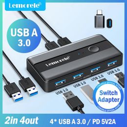 Lemorele USB KVM Switch Adapter 3.0 Switcher 2 Input 4 Output Printer Sharer For Computer Keyboard