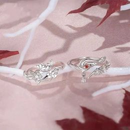 Band Rings Official Anime Tian Guan Ci Fu Hua Cheng Xie Lian Flower Ring Jewellery For Women TGCF Adjustable Couples Rings Props Gifts 240125