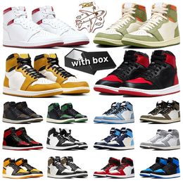 with box 1s basketball shoes 1s lows mens trainers women sneakers Celadon Lost and Found True Panda Yellow Ochre outdoor sports