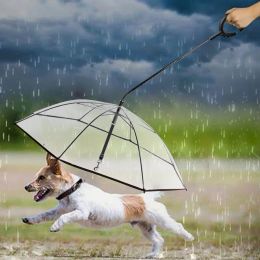 Raincoats C Shape Handle Pet Dog Umbrella With Leash Transparent Umbrella Adjustable Angle Umbrella For Puppy Dogs Rain Snow Day