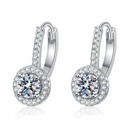Charming Women Earrings 925 Sterling Silver 0.5CT Round Cut VVS1 Moissanite Diamond Earrings for Girls Woman Girl Gift