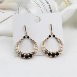 Dangle Earrings 2024 Est Fashion Clear Crystal Water Drop For Women Long Round Black Beads Jewellery Gift