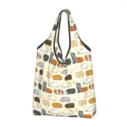 Shopping Bags Custom Fashion Guinea Pig Parade Women Portable Large Capacity Groceries Animal Tote Shopper