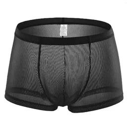 Underpants 2024 Men See Through Breathable Boxer Shorts Ultra Thin Sheer Underwear Panties Mesh Boxers Low Rise Bugle Pouch