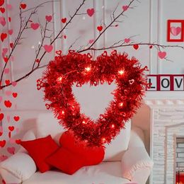 30cm Red Heart Woven Happy Valentine's Day Door Garden Wall Decoration Mr. and Mrs. Love Wedding Decoration Woven Room 240129