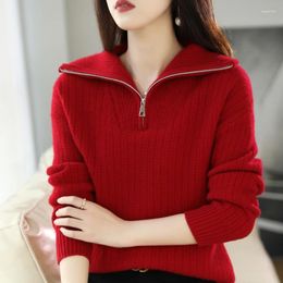 Women's Sweaters Half Zipper Turtleneck Wool Sweater Pullover Looser Slimming All-in-one Knit Autumn And Winter